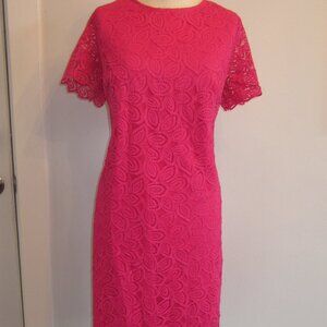 Ann Taylor Pink Lace Sheath Size 10~Coral Pink Lace Dress Size 10